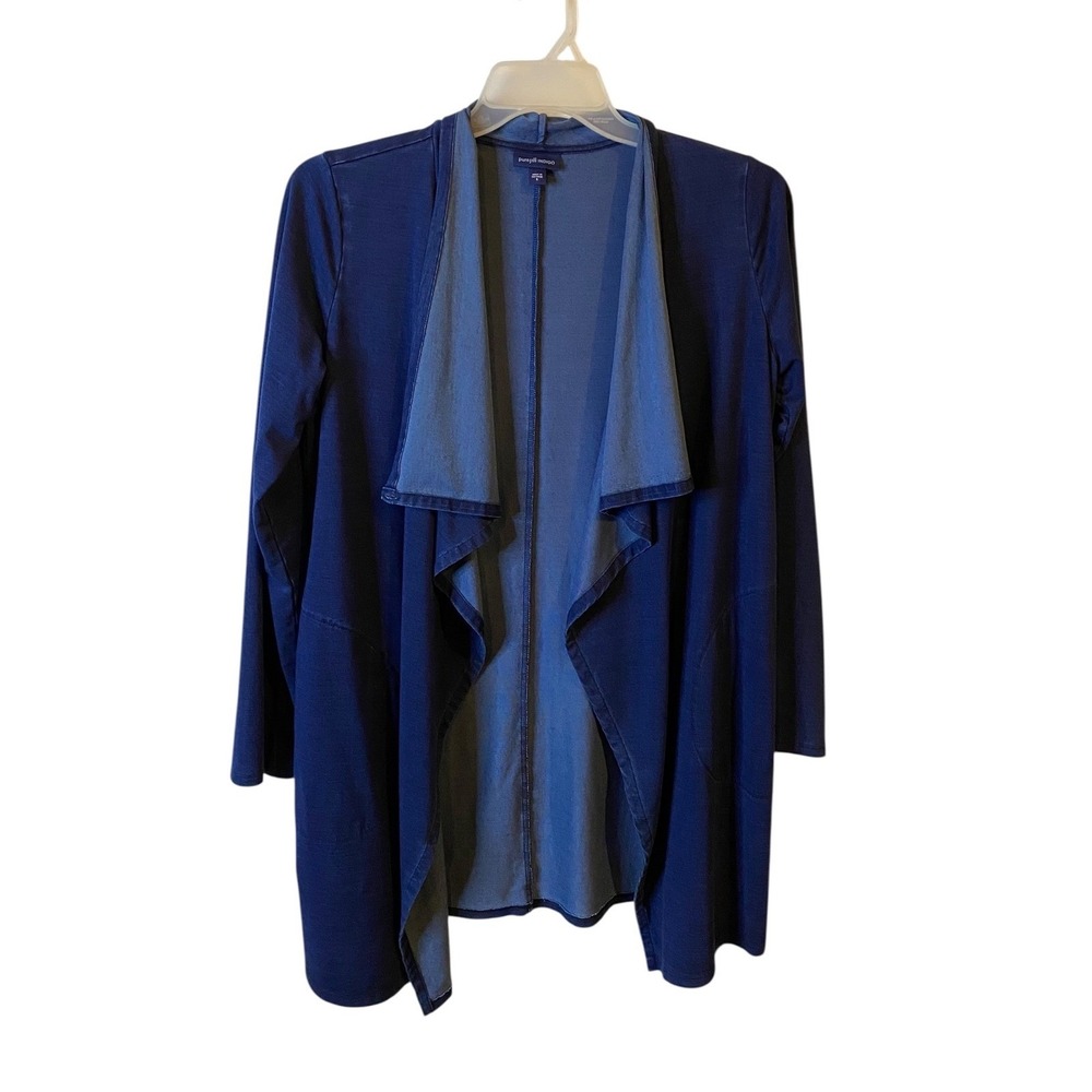 J. Jill Pure Indigo Women Blue Open Front Draped Tunic Cardigan Small S
